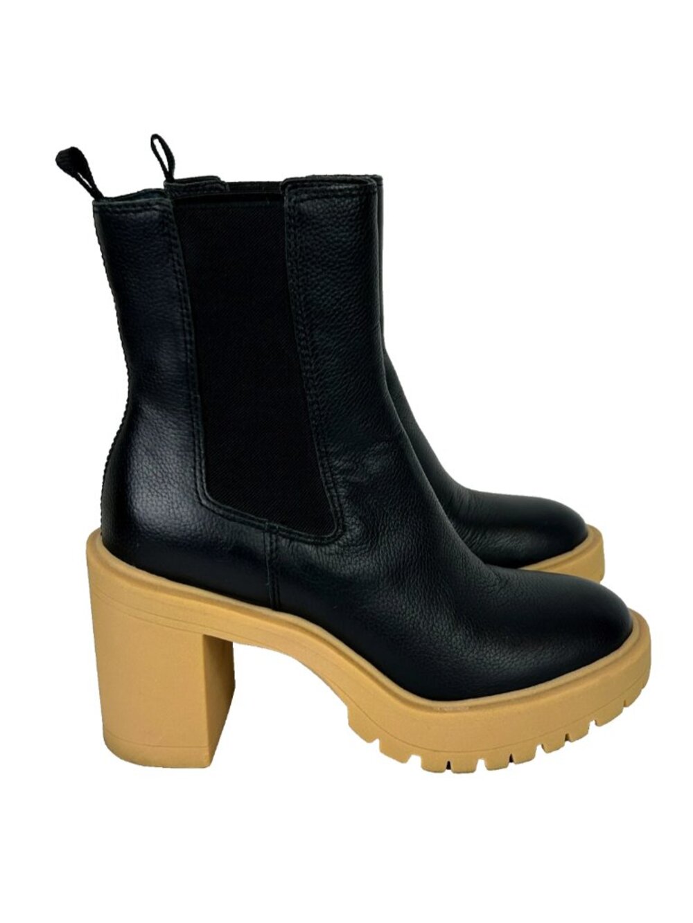 Dolce Vita Coen H20 Waterproof Leather Lug Sole Boots Black Ankle Booties 6.5